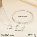 Set gioielli a goccia in acciaio argento con collana, bracciale rigido e orecchini - Color Acciaio