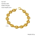 Pulsera de cadena de acero inoxidable chapada en oro de 18k con eslabones - Estilo de Cadena de Nariz de Cerdo Grande (ZYG1657) / Dorado