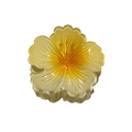 Translucent yellow tropical flower hair claw clip in amber resin finish for hair styling - Hibiscus Flower Claw [Yellow]