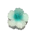 Translucent flower hair claw clip with light green to blue gradient in a summer style - Hibiscus [White Blue Center]