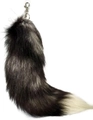 Faux fox tail keychain in dark grey and white gradient with silver spring clasp - 40CM / Silver Fox White Tip