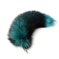 Faux fox tail keychain in cyan green and black gradient with golden metal hook - 40CM / Green