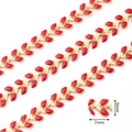 Chaîne En Forme De Feuille Rouge (dorée) | 1 M/paquet / 7x6mm