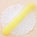 Portable matte yellow toothbrush travel case with breathable semi-transparent plastic shell - Yellow