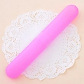 Portable pink matte cylinder toothbrush case made of eco-friendly wheat straw - Candy Pink
