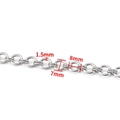 Polished silver stainless steel chain link with 1.5mm wire and 7mm ring diameter - Handmade Double Ring Chain 7mm
