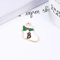 Christmas stocking pendant with letter B, white enamel with red berries and gold edge - No.23 Letter B Stocking