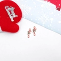 Red and white enamel Christmas candy cane pendants for DIY jewelry making and crafts - No.29 Small Candy Cane