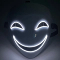 Detail of LED glowing white mask with EL wire crescent eyes and smiling mouth design - Smiling Style (White Light)