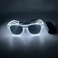 Detail of LED EL wire glowing glasses with battery pack for parties and festivals - Wired Regular Style / White