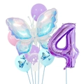Traumhaftes Schmetterling Ballon Set zum 4. Geburtstag Deko in Makronen Violetttönen - Bunter Schmetterling Zahl 4 Set