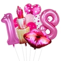 Set di palloncini a forma di rossetto e labbra con numero 18 per decorazione - Rossetto Numero 18