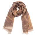 Detail of soft jacquard scarf with brown gradient knit and delicate fringe edge - 190x40+3cm / Brown