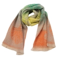 Detailed view of autumn winter boucle yarn scarf with orange gingko leaf jacquard weave - 05# Green Blue Orange