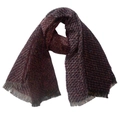 Detailed view of knitted winter scarf with colorful yarn mix and fringe tassels - 185x65cm / 02# Red Black