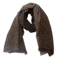 Detailed view of brown houndstooth woven scarf featuring fringed edges and soft texture - 185x65cm / 06# Black Yellow
