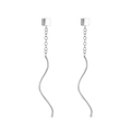 Boucles d'oreilles pendantes vagues en argent fin S925 au fini poli minimaliste - Argent 925 / Style Cube