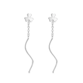 Boucles d'oreilles pendantes en argent s925 avec trèfle et lien ondulé élégant - Argent 925 / Style Trèfle