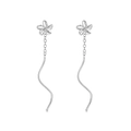 Boucles d'oreilles pendantes en argent S925 avec vagues et motif fleur à cinq pétales - Argent 925 / Style Frangipanier