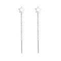 Elegant s925 silver star tassel earrings featuring long minimalist metal chains - Five-pointed Star
