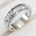 Handgegraveerde 14K zilveren ring met Hawaiiaanse bloemenpatronen voor huwelijken - US 5 / Witgoud