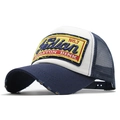 Camouflage Mesh Baseball Cap mit Indian-Stickerei und Used-Look in Dunkelblau - Marineblau
