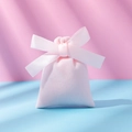Pink velvet jewelry pouch with matching silk ribbon drawstring and soft fabric texture - Light Pink Ribbon; 10*12