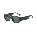 Retro dark green oval thick frame sunglasses with dark grey lenses in vintage style - Green Frame Grey Lens