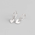 Élégantes créoles en argent sterling S925 avec breloque cœur et finition polie - Argent 925 / Or Blanc