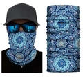 Blue paisley patterned seamless neck gaiter for outdoor cycling and skiing warmth - S243 Blue Mandala