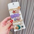 8-piece set of pastel pearl and crystal hair clips featuring star and fishtail designs - 7pcs Set-Purple Shell Style