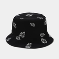 Détail d'un chapeau bob en coton noir orné de motifs imprimés de papillons blancs - M (56-58cm) / Noir Avec Papillon Blanc