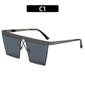 Square metal sunglasses with dark gray lenses and gunmetal frame in C1 finish - Gunmetal Frame Black Grey Lens
