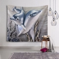Détail d'une tapisserie murale 3D dauphin de l'océan dans un salon de style moderne - Ailes de l'amour
