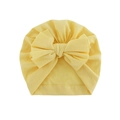 Soft yellow cotton baby turban hat with a large bow detail for infants and toddlers - Yellow