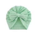 Weiche minzgrüne Baby Turban Mütze mit großer Schleife aus flexiblem Baumwollstrick - Cyan