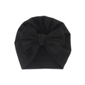 Klassischer schwarzer Baby-Turban-Hut mit einer großen Schleife aus weichem Strick - Schwarz