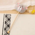 Manual back massage hammer featuring a cute grey plush bear head and wooden handle - 35cm (Massage Stick) / Smiling Bear