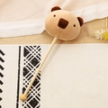 Plush brown bear massage hammer with a natural wooden handle and round bead end - 35cm (Massage Stick) / Brown Bear