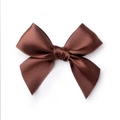 Handcrafted dark brown satin ribbon bow accessory for gift boxes and hair decor - Coffee