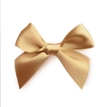 Hand-tied champagne gold satin ribbon bow accessory with polished polyester finish - Gold