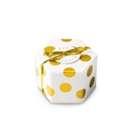 Mini white hexagonal gift box with gold dots, ribbon tie and for you tag - Gold Polka Dots