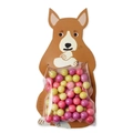 Cute corgi dog paper card with transparent candy packaging bag and colorful treats - Corgi Style