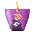 Violette Halloween Geschenkbox mit weißem Geist und gelber Schleife für Süßigkeiten - Lila Geist / 6x6x10cm