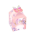 Pink butterfly gift box for candy with 3D gold-edged butterfly decor and floral patterns - Pink