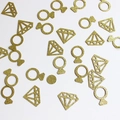 Sparkling gold glitter diamond and engagement ring shaped party confetti for wedding decor - Gold Diamond and Ring