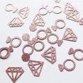 Corandoli glitter oro rosa a forma di diamante e anello per nozze e decorazioni - Diamante e Anello Oro Rosa