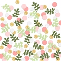 Grüne Blätter und gold-rosa rundes Konfetti für die Geburtstagsparty Tischdekoration - Dunkel/Hellgrüne Blätter + Gold/Weiß/Rosa Kreise (100pcs)