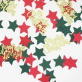 Christmas table confetti with red stars, green stars and golden Merry Christmas glitter - Red Green Star + Gold Glitter Merry Christmas Confetti
