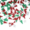 Sparkly silver glitter stars with red and green Christmas tree table confetti - Red Green Tree + Silver Glitter Star Confetti